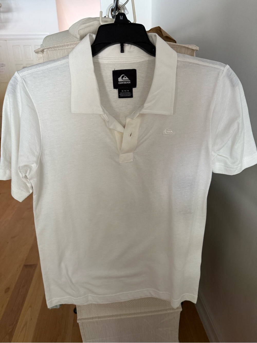 Quiksilver Men's White Polo with Subtle Logo